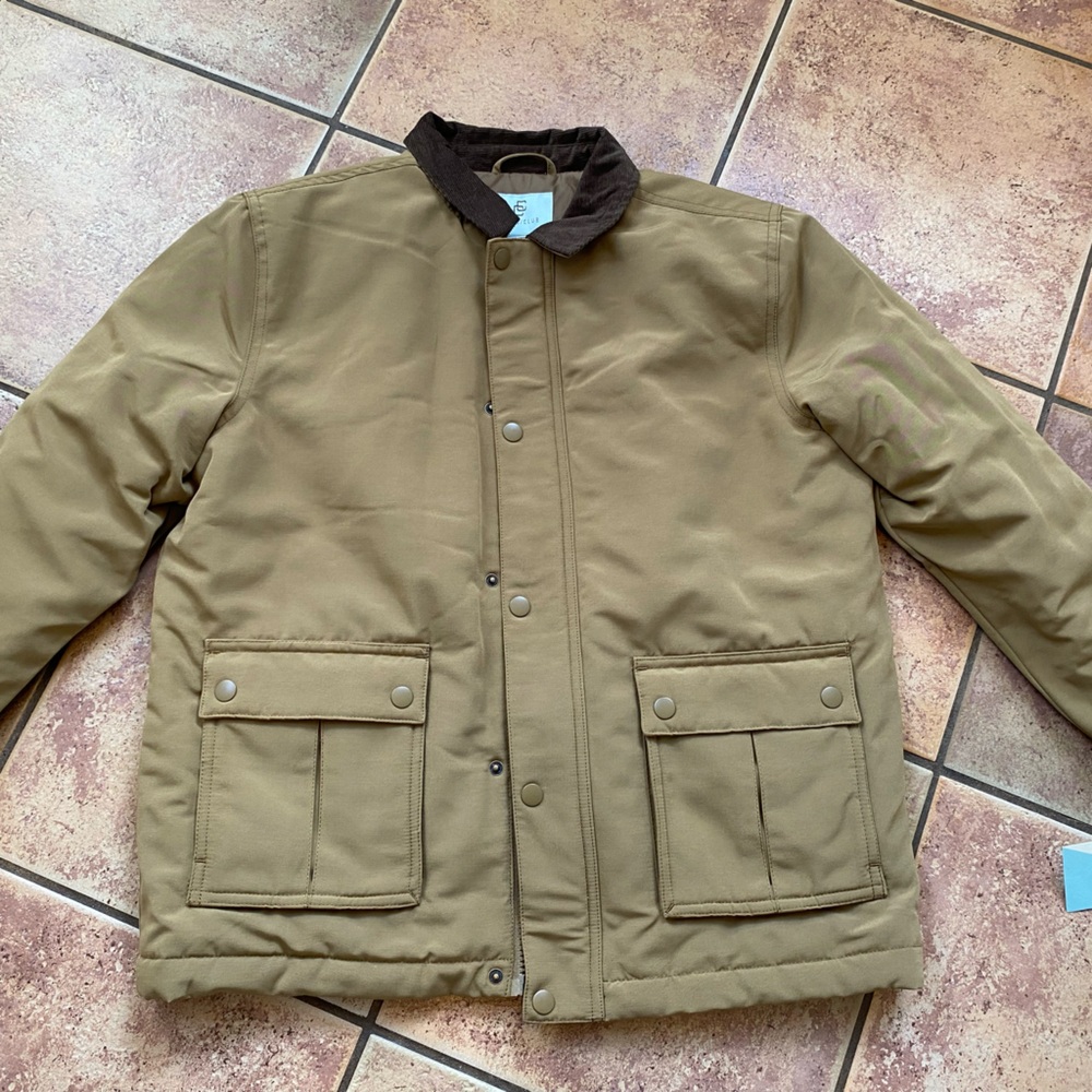 Boys Tan Jacket with Brown Collar